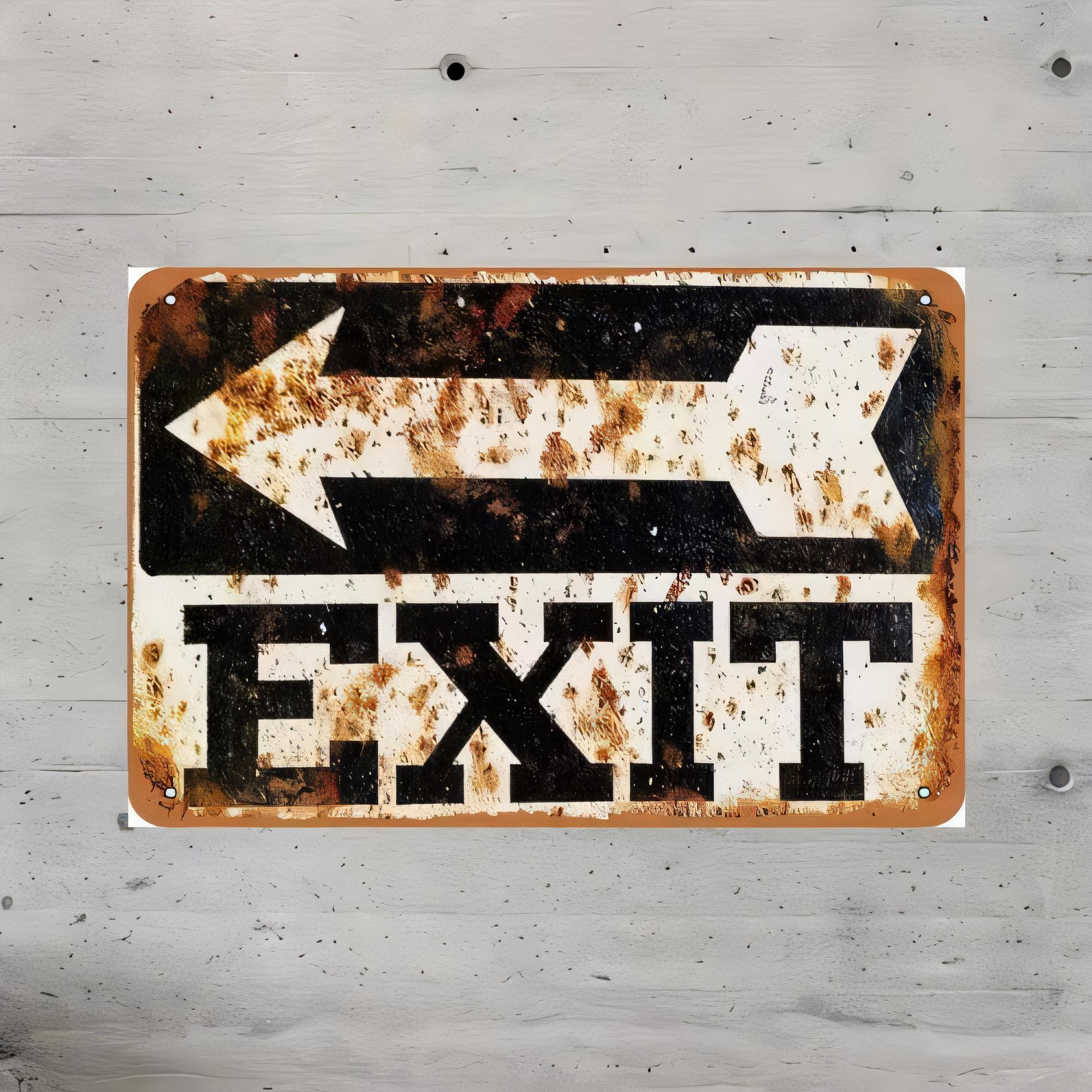 Emergency Exit Sign - Tin Sign EXIT Vintage Rusty Metal