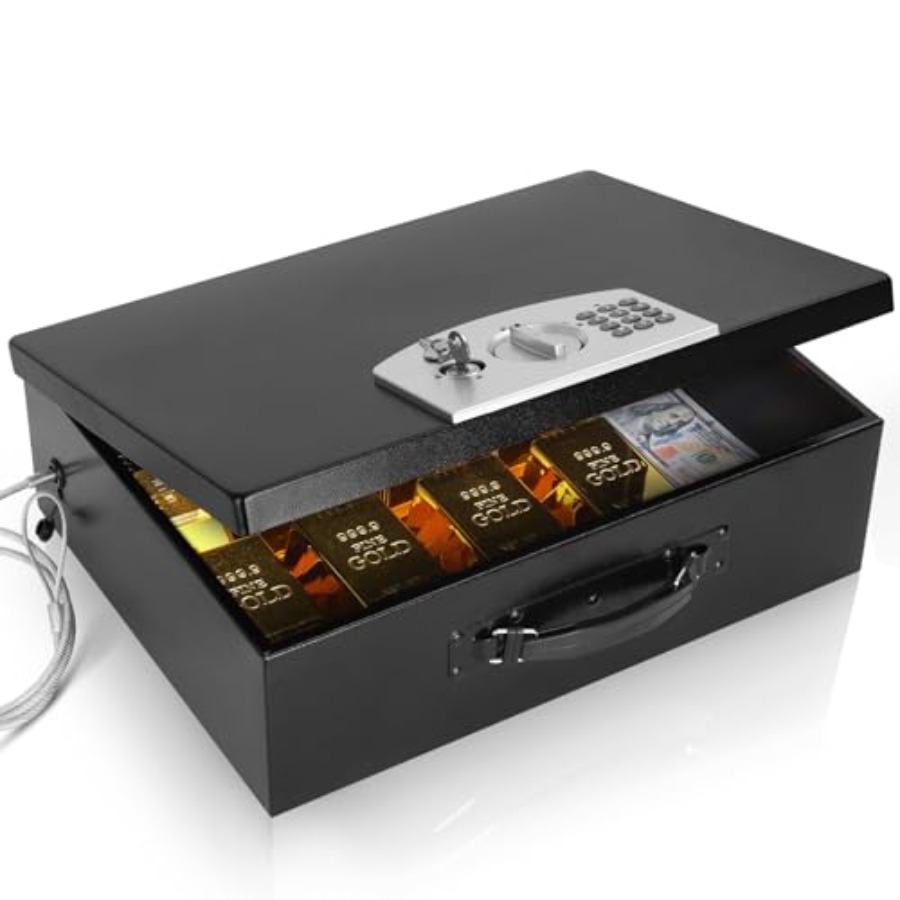 Fire Safe Document - Portable Metal Safe Box with Digital