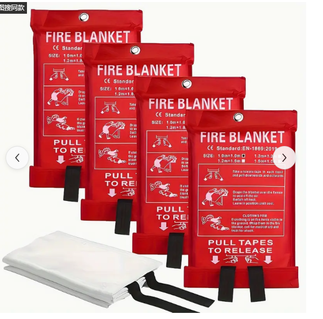 Fire Blanket Kitchen - 4 Pack Fiberglass Emergency Fire Blankets
