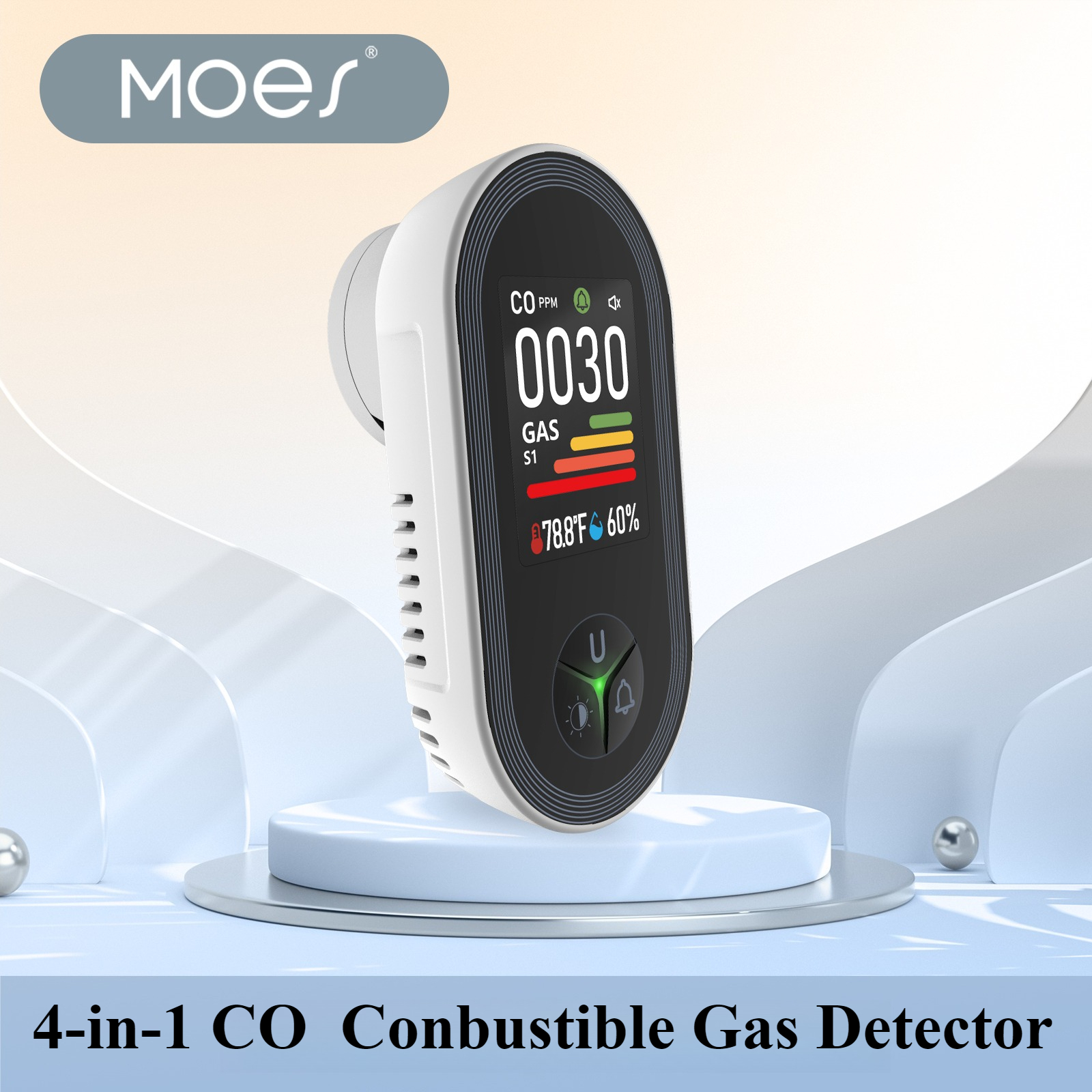 Co Detector Plug - MOES 4-in-1 Plug-in Gas Detector -