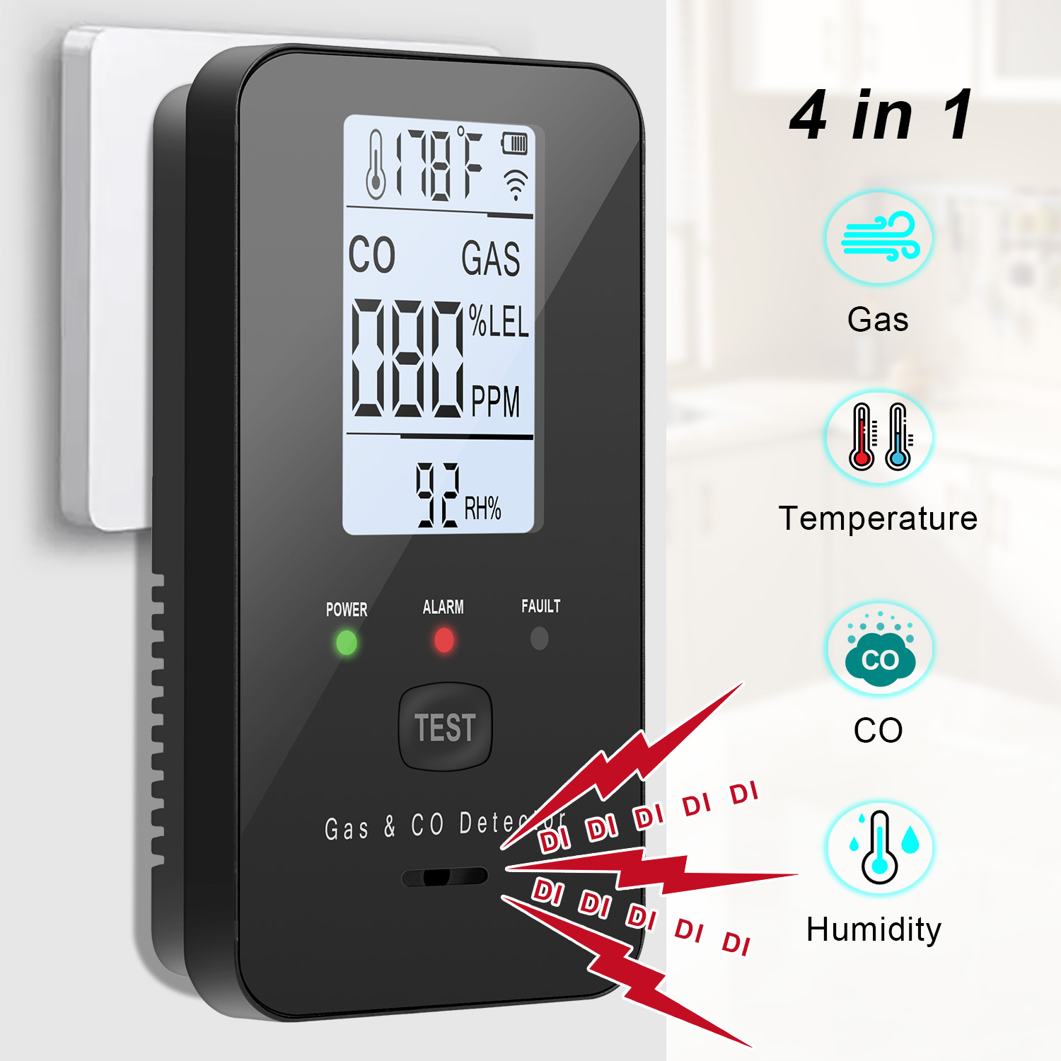 Co Detector Plug - Natural Gas & Carbon Monoxide Detector,
