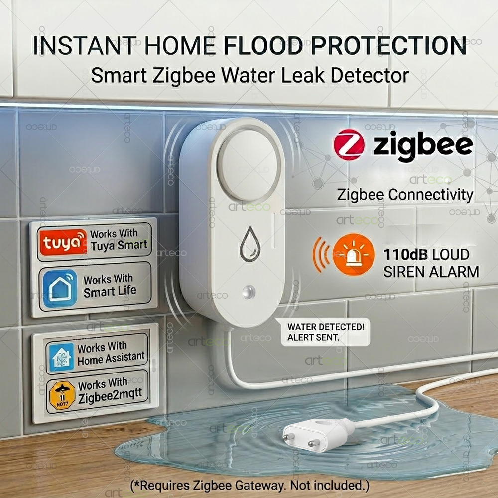 Water Alarm Sensor - Zigbee Water Leak Detector Smart Home