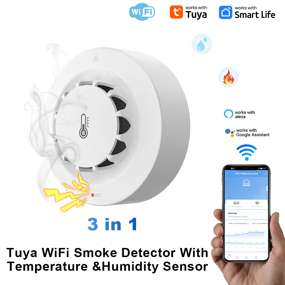 Tuya Wifi BT Two Connection Sm - Smoke Detector Interconnected review and price