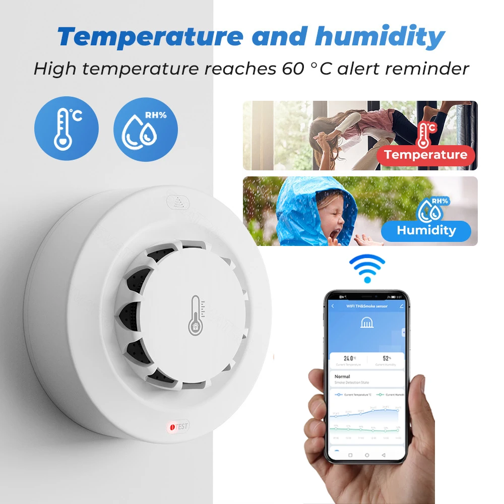 Tuya Wifi BT Two Connection Sm - Smoke Detector Interconnected review and price