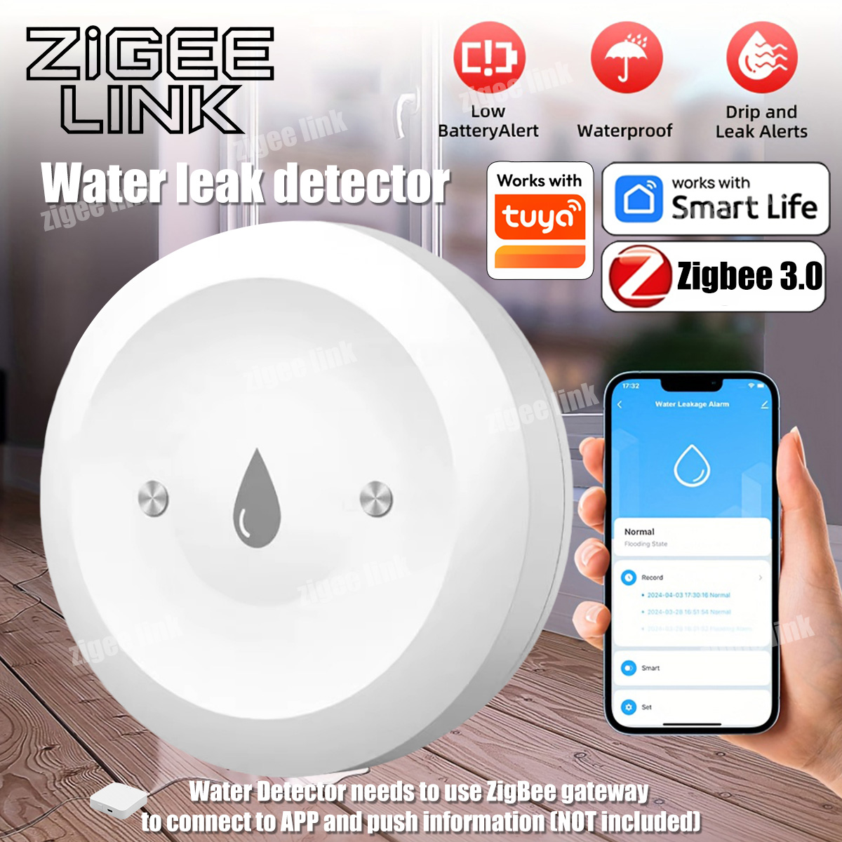 ZigBee 3.0 Water Sensor Smart  - Water Alarm Sensor review and price