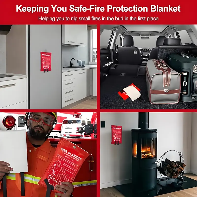 4 Pack Fiberglass Emergency Fi - Fire Blanket Kitchen review and price