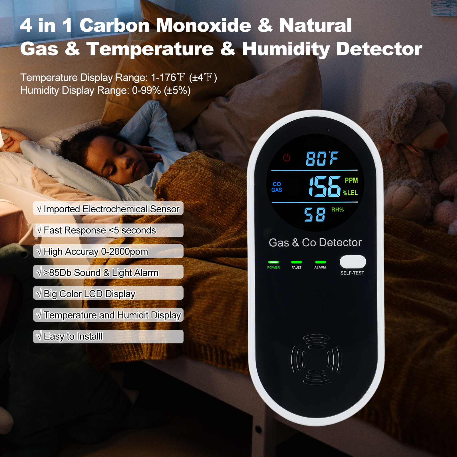4 in 1 CO Monitor Alarm with L - Co Detector Plug review and price