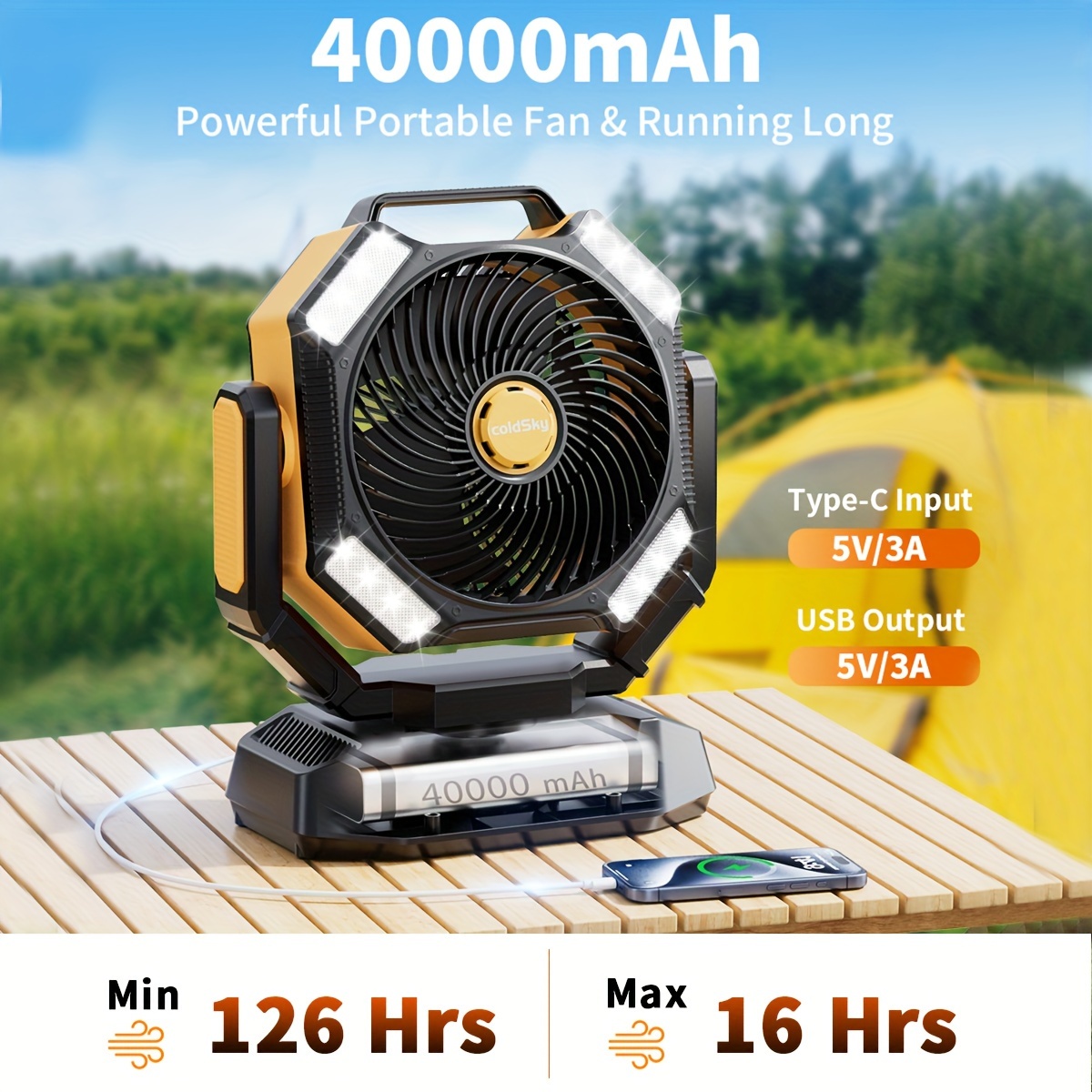 coldSky  Camping Fan, Battery  - Power Outage Light review and price
